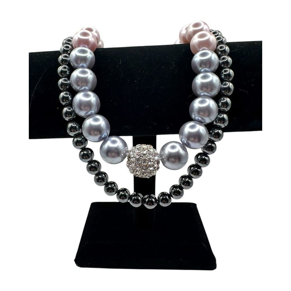 Two Choker Style Large  Faux Pearl Beads